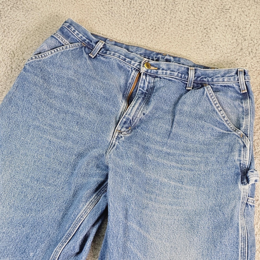 Carhartt Jeans Mens 40x30 Light Blue Denim Relaxed Fit Carpenter Work B237DST